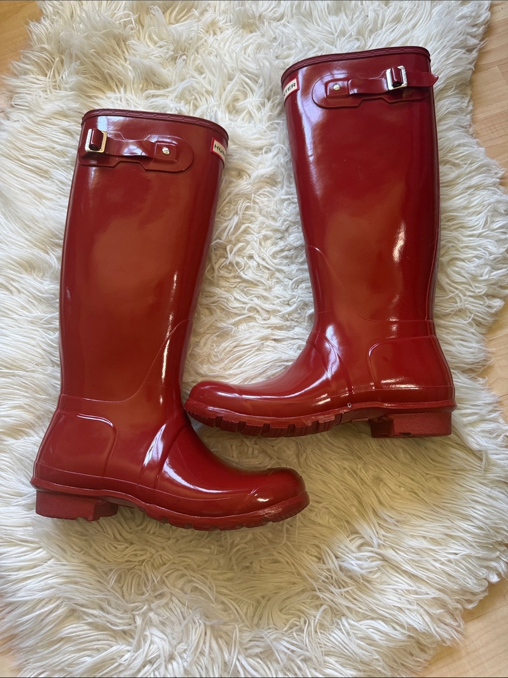 Hunter Miliatry Red Original Tall Gloss Rain Boots 9 - Picture 3 of 8